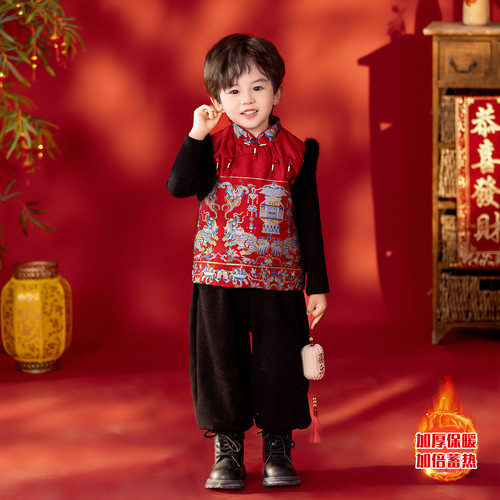 专柜品质男童夹棉新中式拜年服