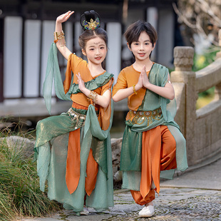 男童汉服夏季少数民族风服装女童异域风情唐装女童敦煌飞天演出服