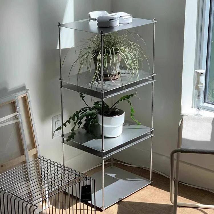 定制包豪斯不锈钢拉丝置物架网红款摆件陈列架书架多层收纳展示架