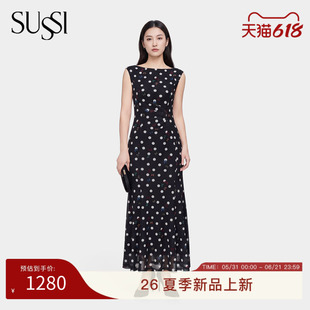 SUSSI/古色26夏新款商场同款短袖针织印花连衣裙