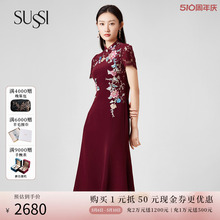 SUSSI/古色24春夏商场同款新中式旗袍喜婆婆婚宴装连衣裙