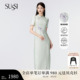 盘扣高级感提花旗袍女 苍葭绿中式 SUSSI 古色商场同款