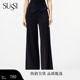 气质新款 SUSSI 黑色阔腿长裤 商场同款 古色25夏新款