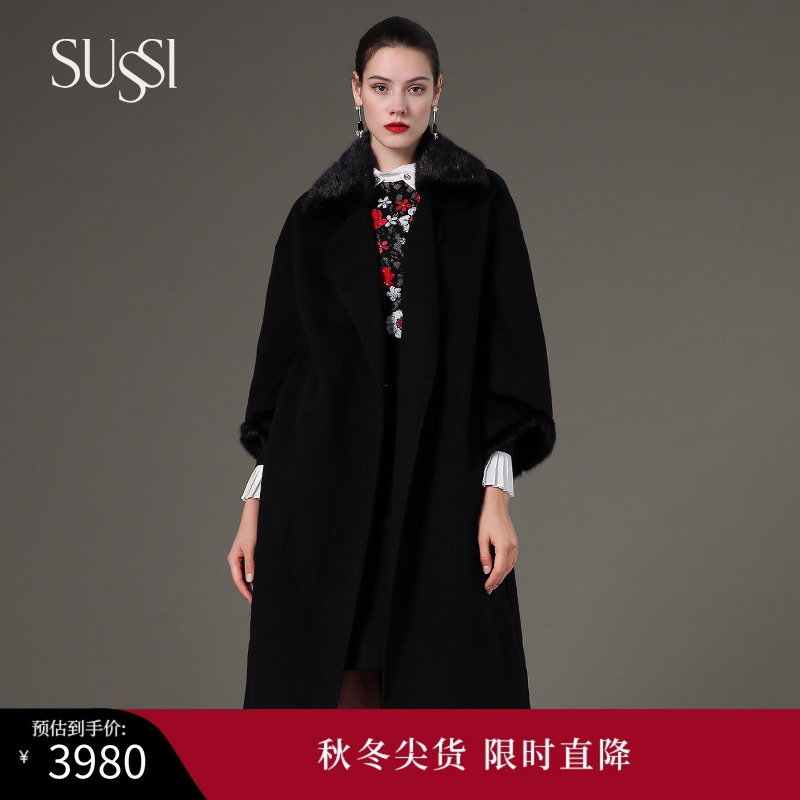 sussi/古色冬季新品盛世毛条大衣