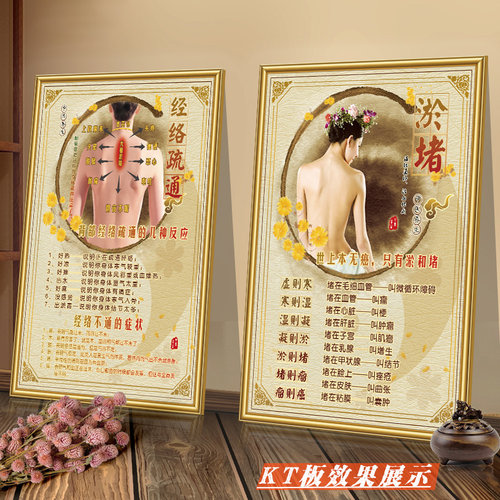 经络淤堵疏通海报中医养生挂图美容院宣传画精油开背肩颈刮痧广告 - 封面