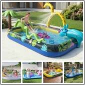 儿童动物充气游泳池滑梯家用加厚户外大海洋水池折叠戏水池波波池