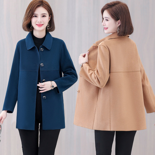 中老年女装秋季短款呢子外套中年妈妈秋冬装双面毛呢大衣2026新款