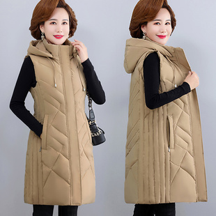 中年妈妈冬装 40岁50中老年棉衣女秋冬马甲羽绒棉服 外套洋气中长款