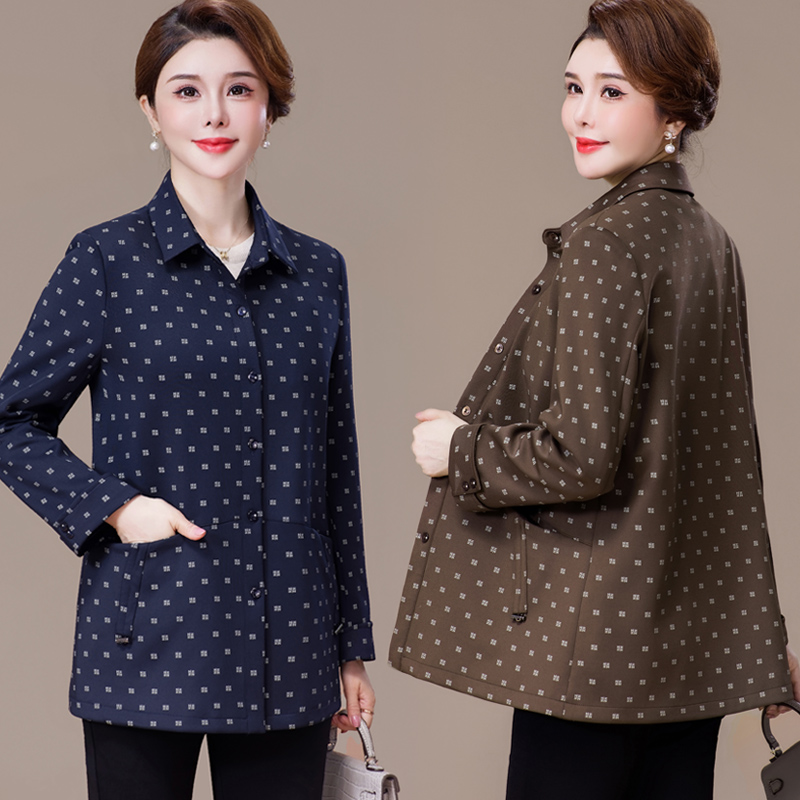 中年妈妈春装洋气薄款外套2026新款大码中老年女春秋夹克风衣50岁