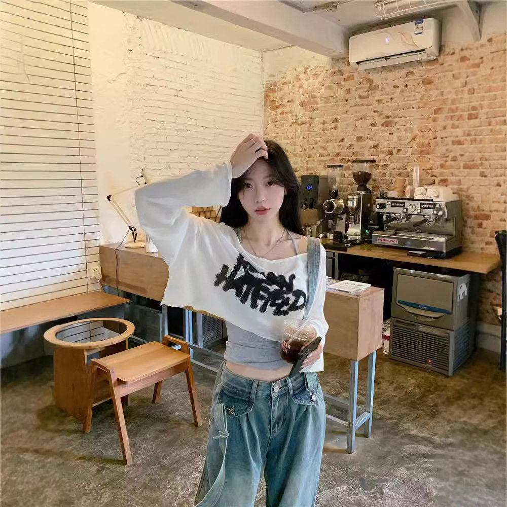 芷欣-2025新款爵士舞甜辣妹防晒罩衫背心两件套装女夏季音乐节性