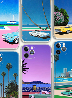 Hiroshi Nagai   海报别墅跑车度假区 city-pop 日系插画 手机壳F416 适用苹果iphone17PROMAX AIR 华为小米