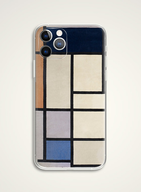 Mondrian 蒙德里安  复古咖啡馆色彩构成抽象画世界名画油画文艺手机壳 F246 适用苹果iphone17PROMAX AIR