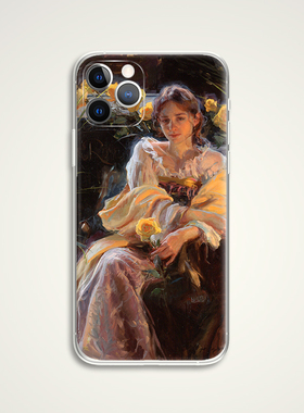 DANIEL F GERHARTZ 她在花丛中油画文艺术生手机壳适用苹果 E443 适用苹果iphone17PROMAX AIR 华为小米三星