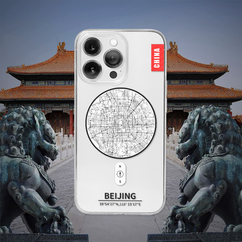 原创北京上海香港重庆全国全球城市地图亚克力megsave磁吸透明手机壳 适用苹果iphone16promaxiphone15promax