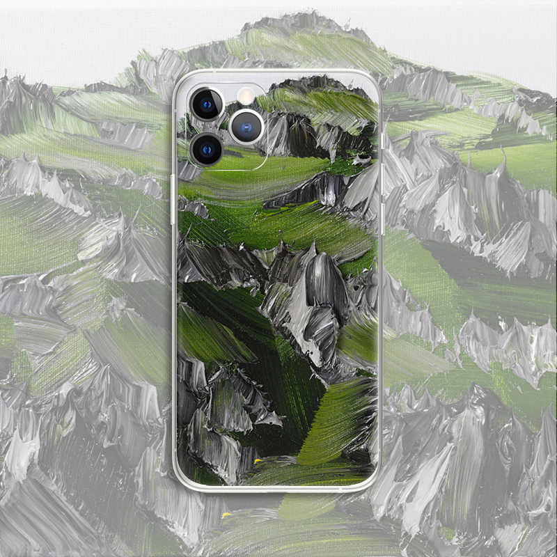 断层的绿山油画肌理现代