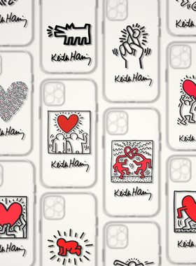 Keith Haring凯斯哈林小人潮牌爱心波普文艺术生透明手机壳 D940 适用苹果iphone17PROMAX AIR 华为小米三星