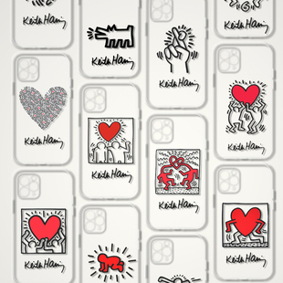 AIR Keith 适用苹果iphone17PROMAX D940 华为小米三星 Haring凯斯哈林小人潮牌爱心波普文艺术生透明手机壳