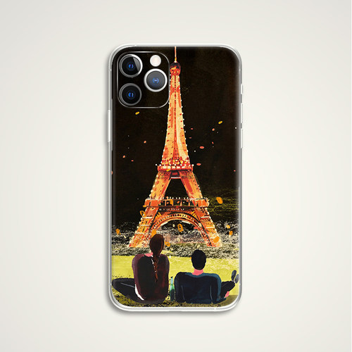 Under the Eiffel Tower 巴黎塔下 韩式插画 文艺术生手机壳 F438 适用苹果iphone17PROMAX AIR华为小米三星