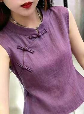 新款2026妈妈旗袍吊带背心女夏季新中式国风复古遮肚中年打底上衣