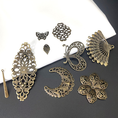 diy金属古铜色发簪饰品禁步花片