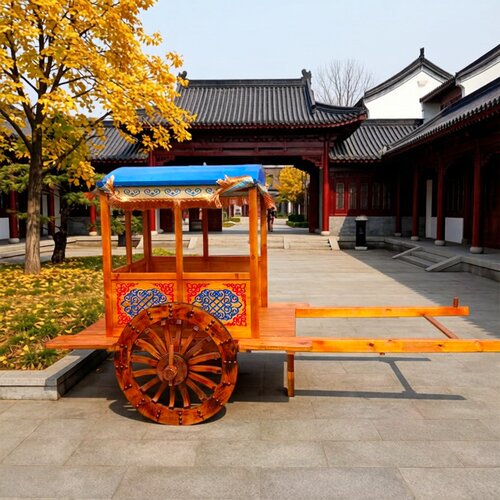 仿古蒙古勒勒车轱辘婚庆摆件实木
