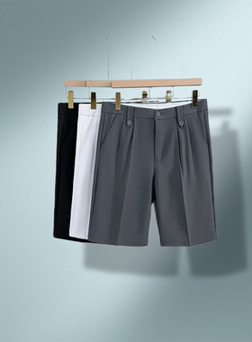 短款男士夏季新款薄款外穿休闲宽松透气冰丝薄款休闲裤五分裤子潮