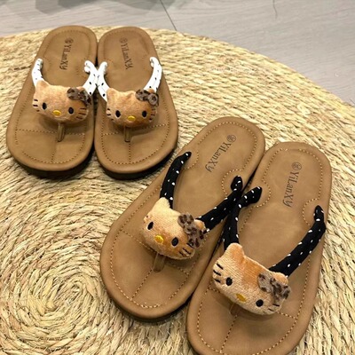 波点kitty人字拖夹脚海边沙滩鞋