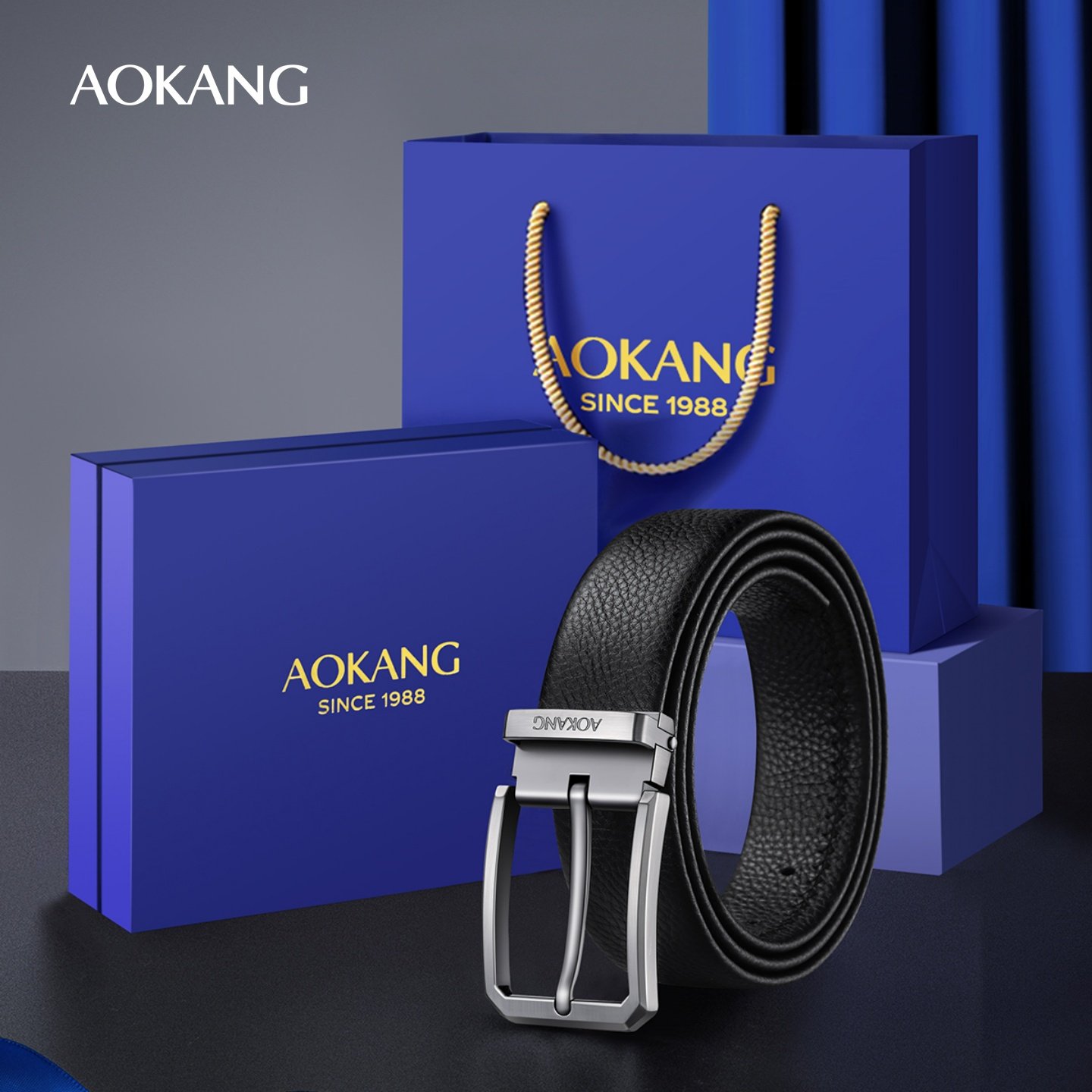 奥康男士皮带针扣时尚休闲头层牛皮新款简约百搭西裤牛仔裤腰带J