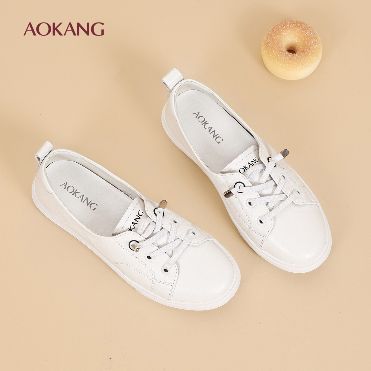 奥康 女鞋2025年秋季新款真皮软底小白鞋休闲百搭皮鞋N