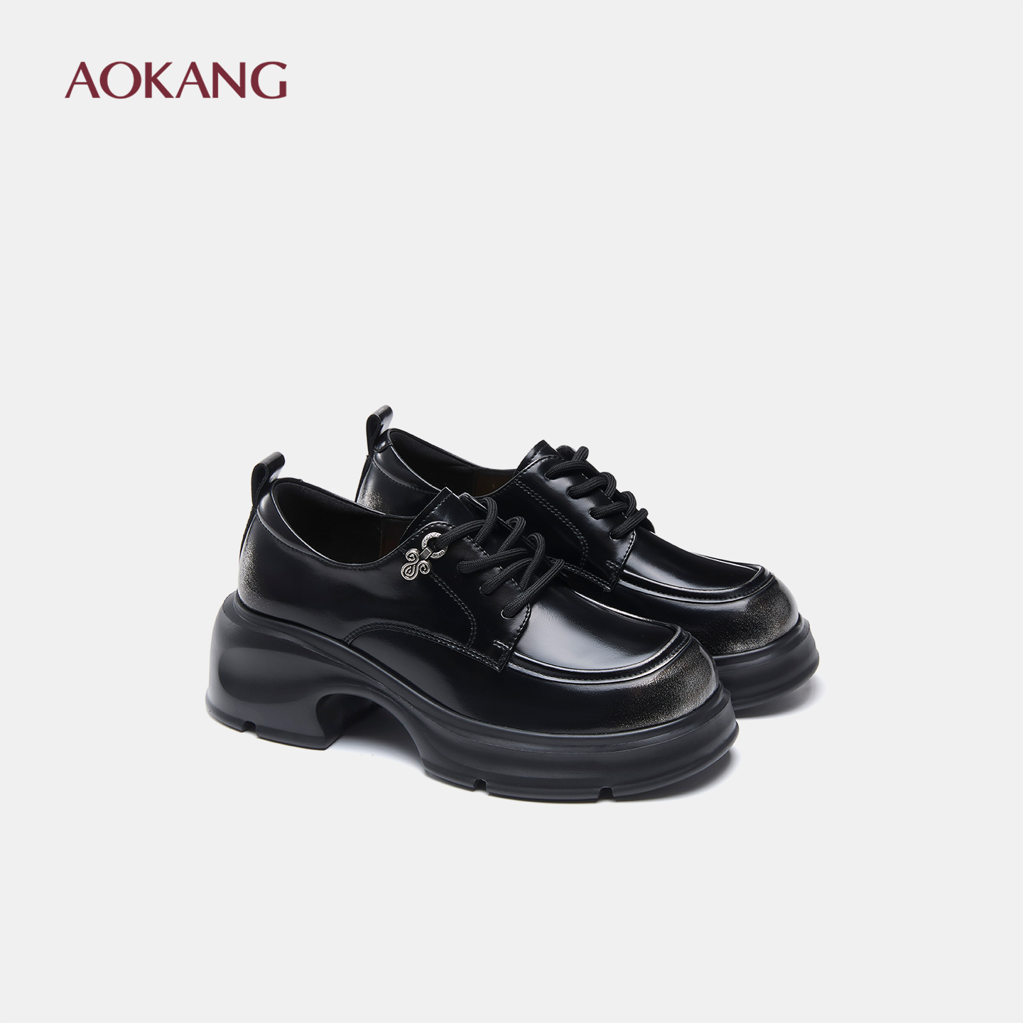 奥康 女鞋2025秋季新款小皮鞋百搭系带圆头英伦风单鞋潮门店发货