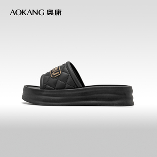 2024夏季 度假鞋 新款 休闲百搭外穿沙滩鞋 轻盈厚底凉拖鞋 奥康女鞋