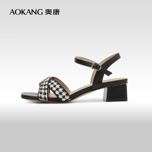 Aokang/奥康淑女方跟露趾凉鞋