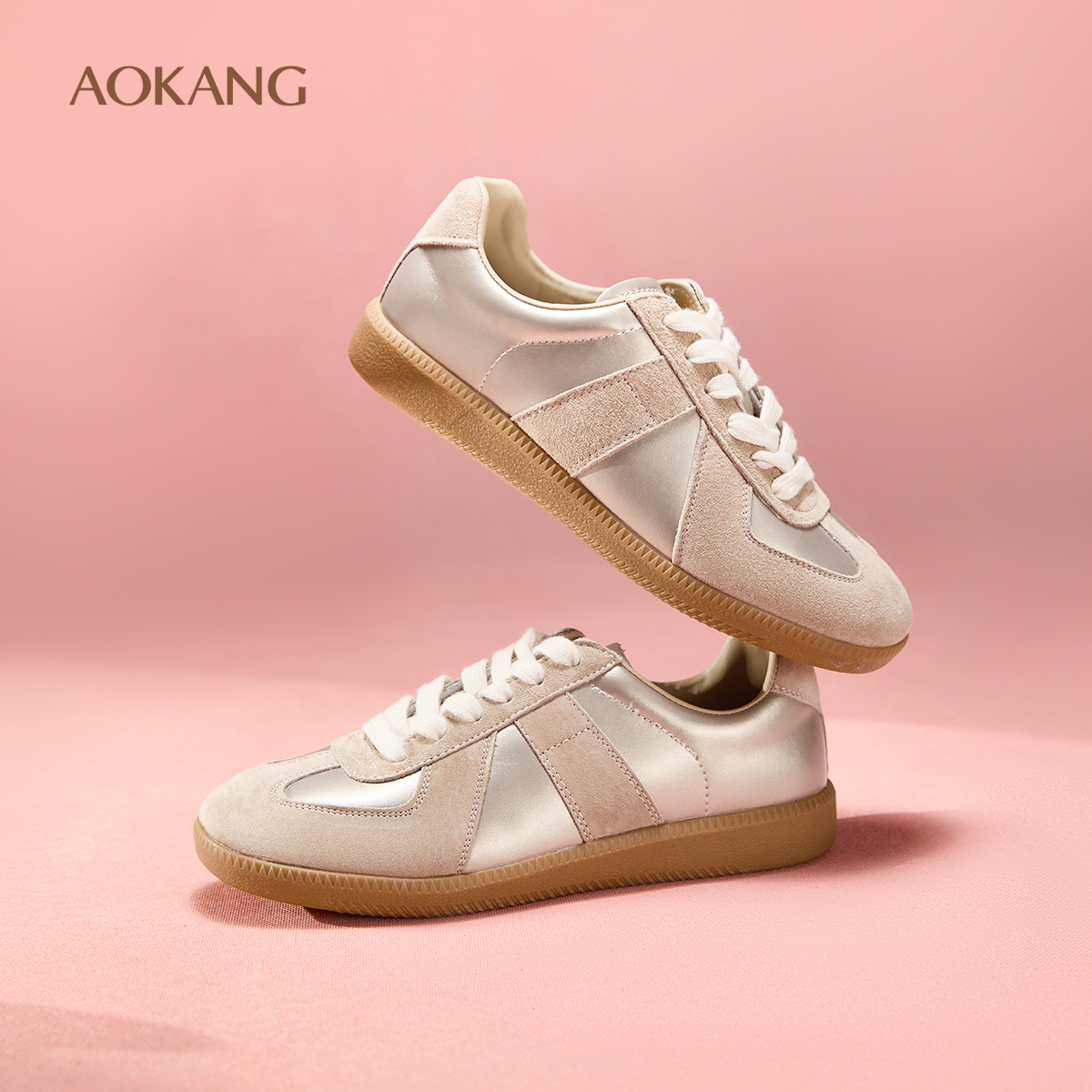 奥康 女鞋2025春秋德训鞋简约基础款ins风软底百搭舒适休闲运动鞋