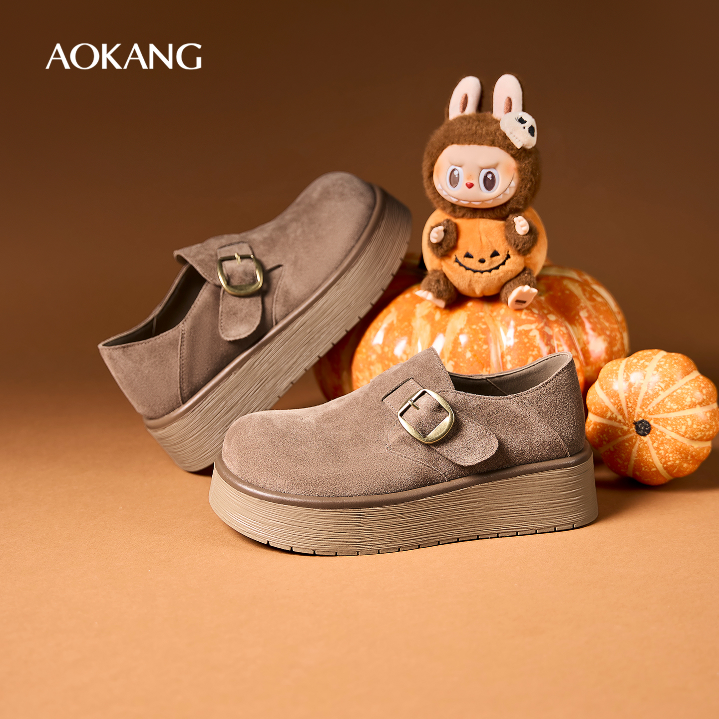 奥康 女鞋2025秋季新款厚底勃肯鞋女增高全包头休闲单鞋门店发货