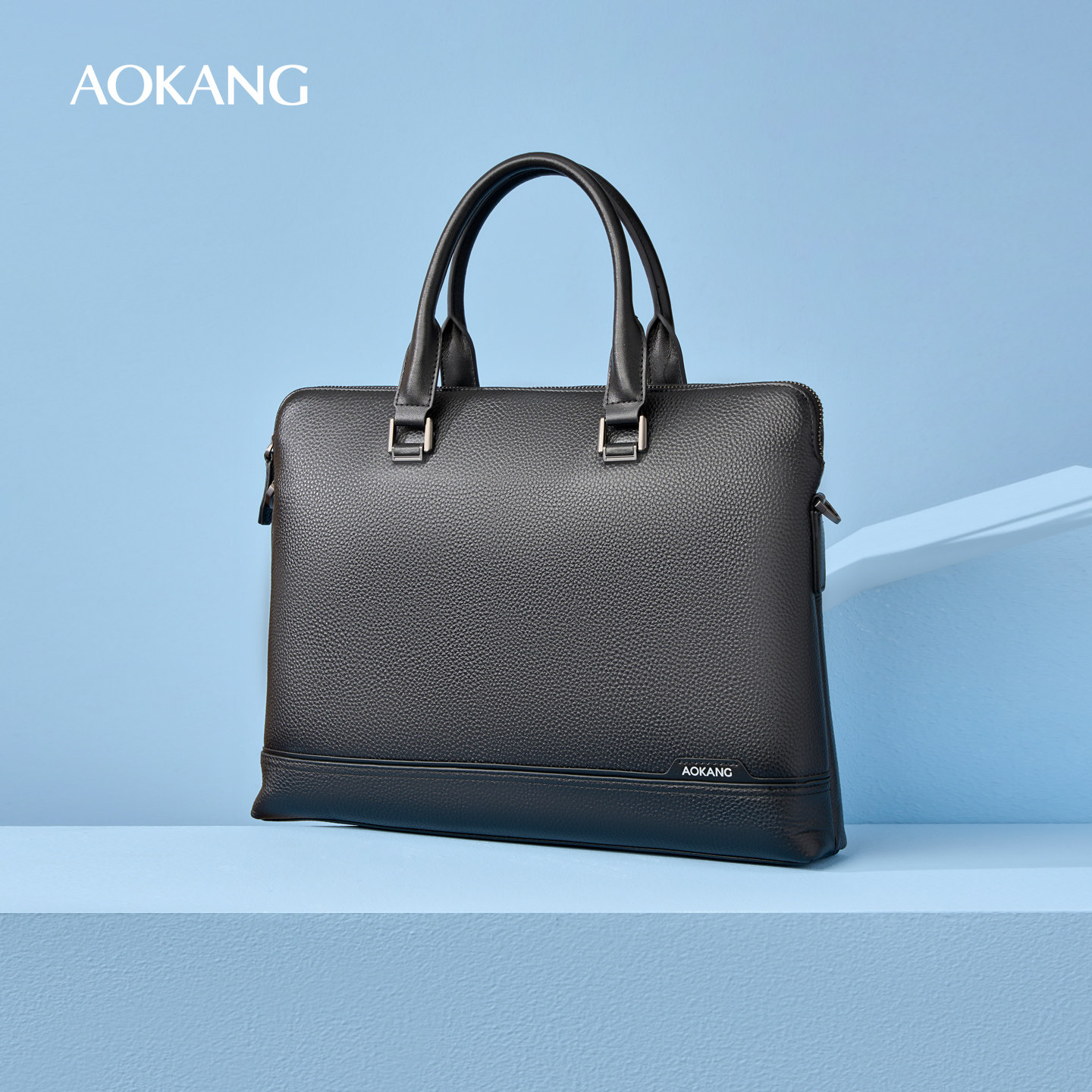 奥康公文包真皮男包横款休闲手提包律师公务员商务牛皮斜挎电脑包