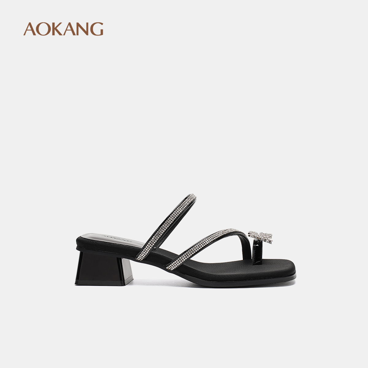 奥康 女鞋2025夏季粗跟夏季配裙子百搭法式绝美凉鞋门店发货