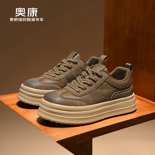 奥康复古小众老钱风男鞋子