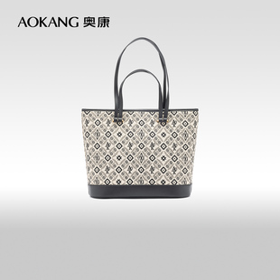 奥康新款 复古刺绣印花手提包大包潮 女包简约大容量子母托特包时尚