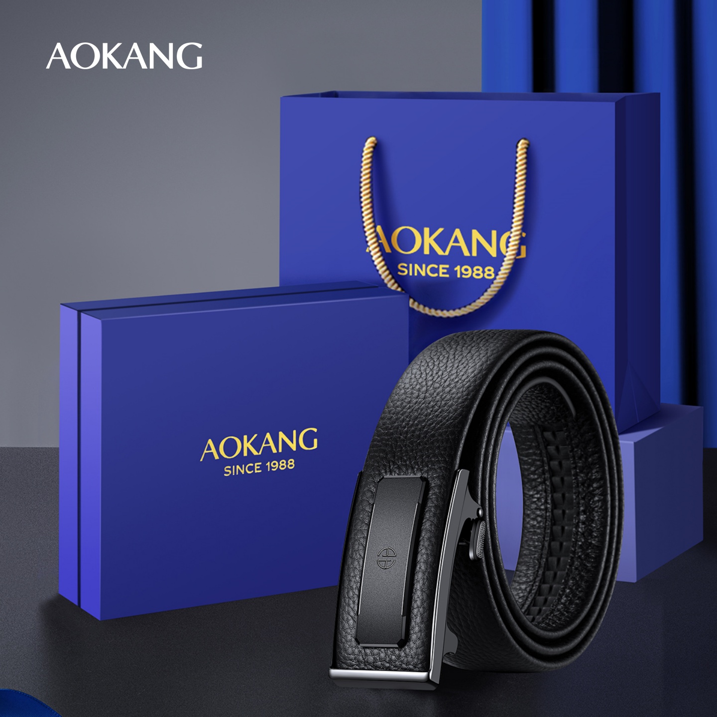 奥康男款皮带商务休闲内穿自动扣男士腰带头层牛皮高端百搭腰带J