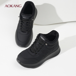 奥康 女鞋高帮鞋冬季新款休闲鞋加绒加厚保暖套脚厚底棉皮鞋L