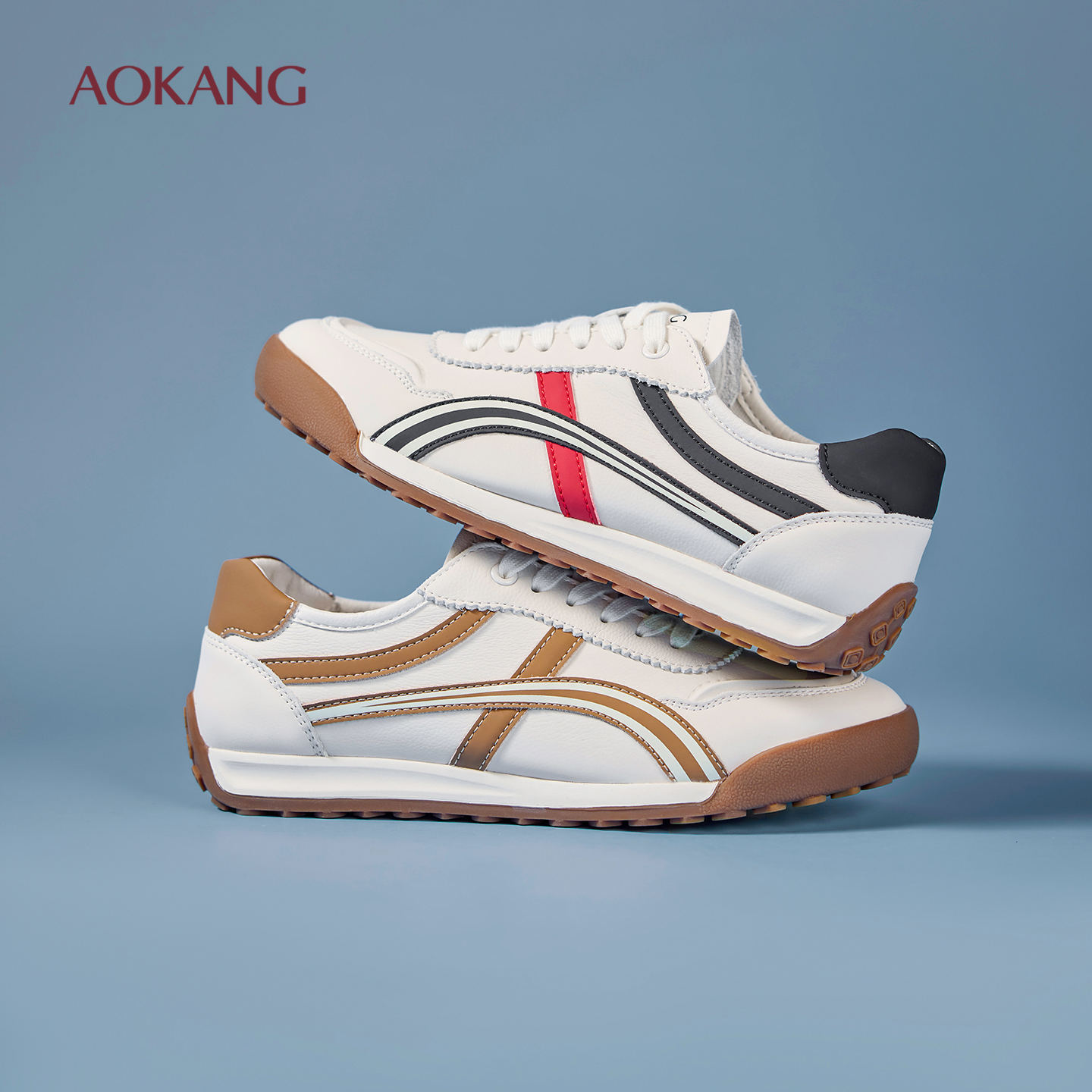 奥康 女鞋2025秋季真皮德训阿甘鞋百搭平底暴走休闲鞋门店发货