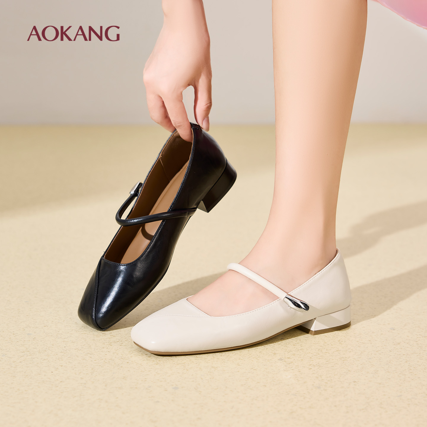 奥康 女鞋2026春季新款玛丽珍鞋女单鞋舒适鞋子绝美平底小皮鞋