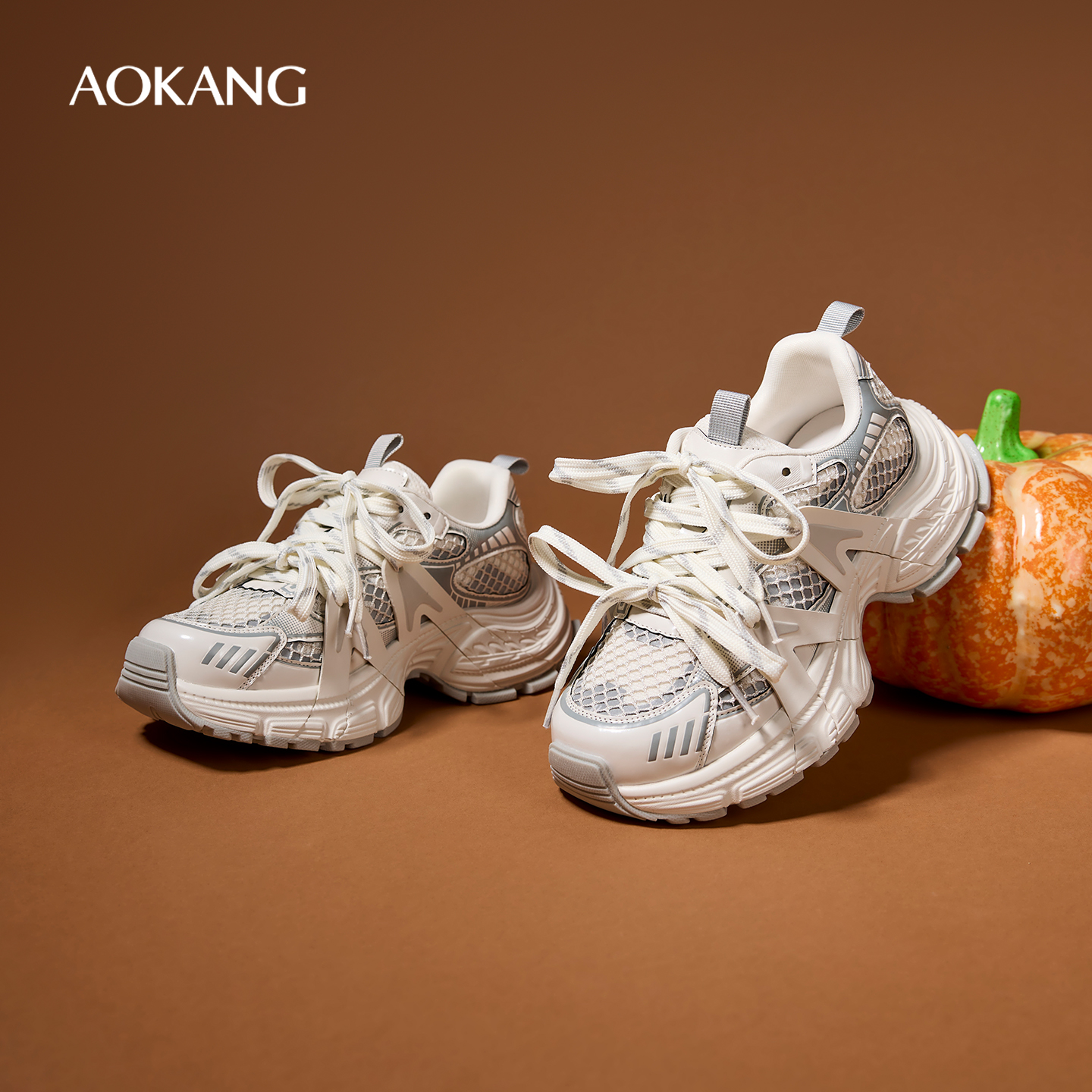 奥康 女鞋2025秋季厚底老爹鞋女增高运动女鞋子门店发货