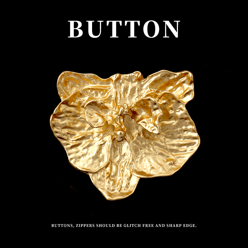 不规则金属花朵扣子百搭时尚毛衣上衣大衣风衣外套金色纽扣