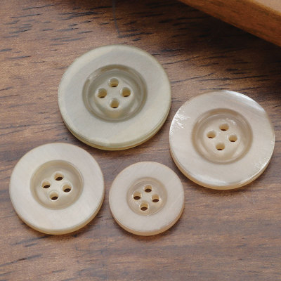 宽边黄牛角纽扣米色品牌大衣风衣真牛角扣子高档定制西装钮扣配件