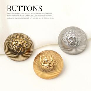 复古狮头金属钮扣秋冬大衣风衣金色纽扣西服外套手缝扣子配件
