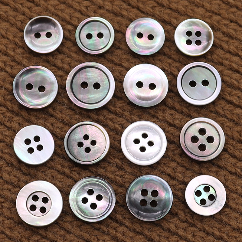 贝壳纽扣黑碟贝白色衬衫扣子