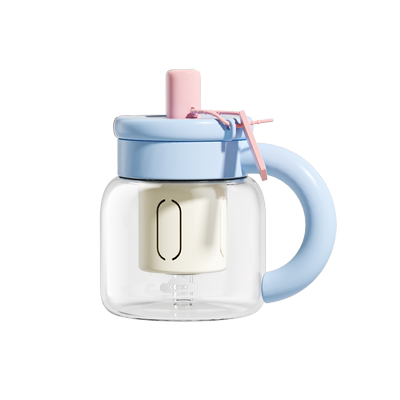 CAKA茶卡钵钵玻璃杯女生高颜值茶水分离大容量办公室带吸管水杯子