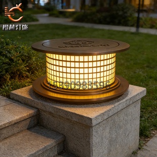 饰灯 户外特色景观灯圆柱不锈钢电镀拉丝灯园区园林矮柱灯仿云石装