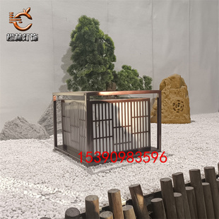 太阳能市电柱头灯别墅围墙方形矮柱灯云石透光灯户外园林台柱灯具